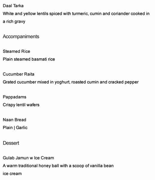 Royal Haandi menu