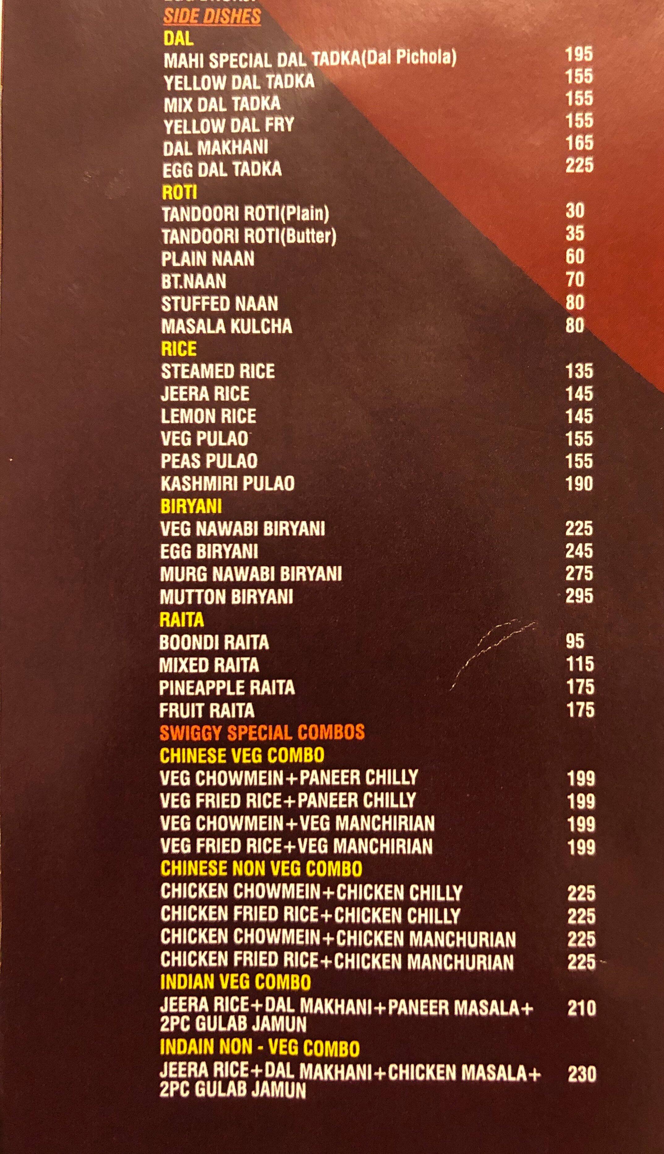 Menu at Mahi Restaurant & Banquets, Ranchi