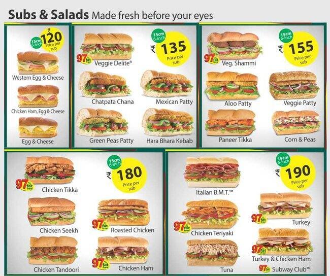 Subway Menu, Menu for Subway, Seawoods, Navi Mumbai - Zomato