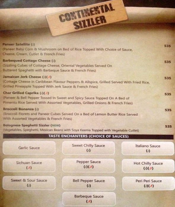 Menu at Sizzling Salsa, Surat, Piplod Road