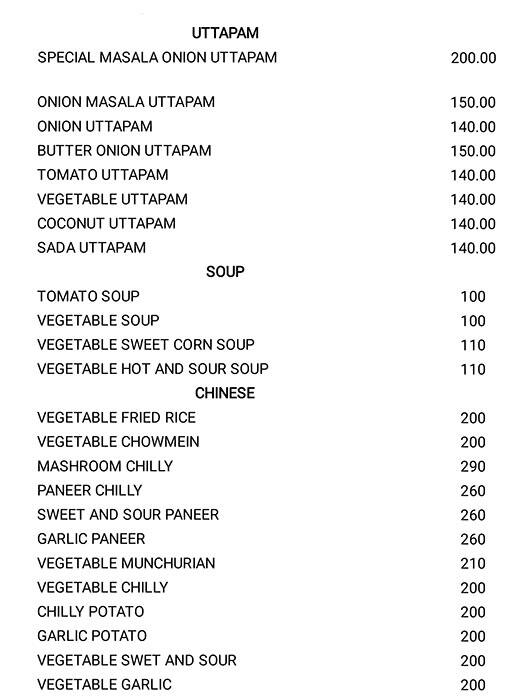 Bansi Vihar Restaurant menu