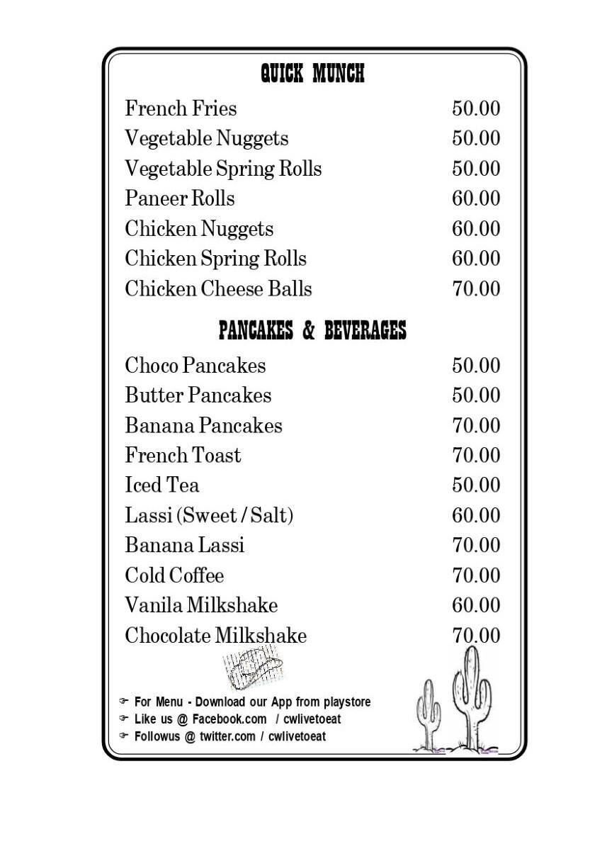 Country Wagon menu