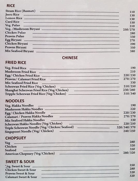 Shree Mahalaxmi Bar & Restaurant menu