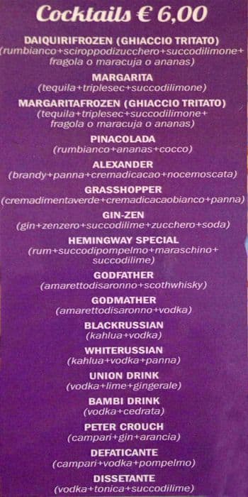 Menu di Union Club 