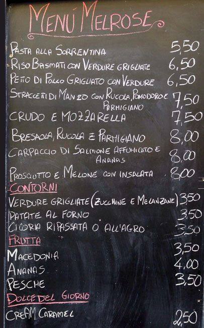 Menu di Melrose Bar 