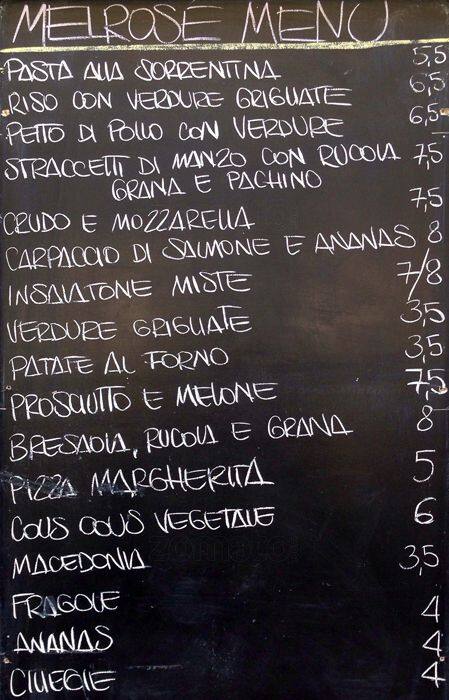 Menu di Melrose Bar 
