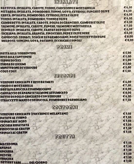 Menu di Melrose Bar 