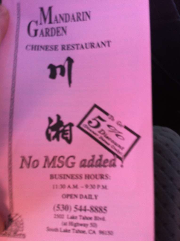 Mandarin Garden Restaurant Menu