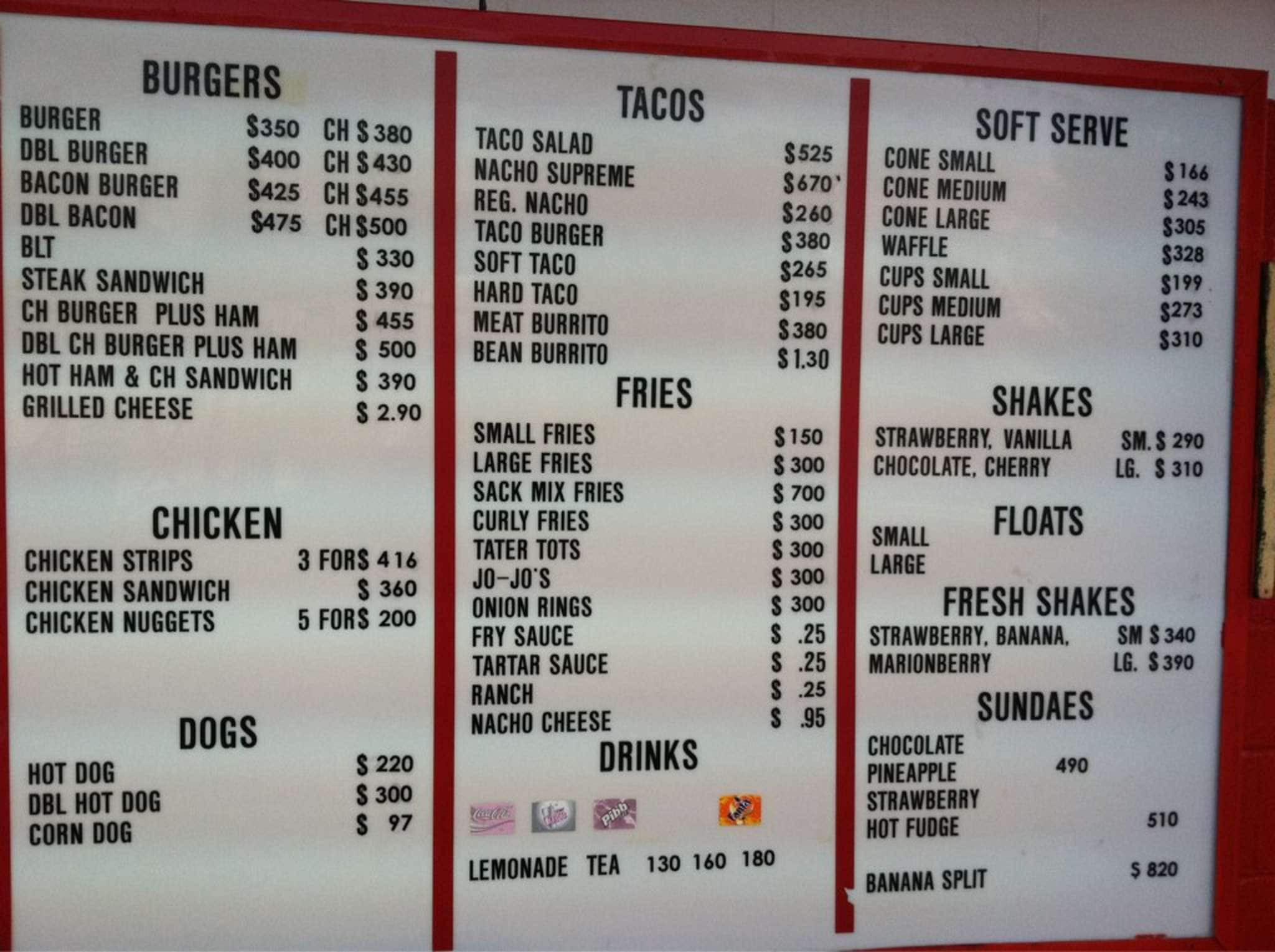 Ron's Tacos & Burgers Menu Urbanspoon/Zomato