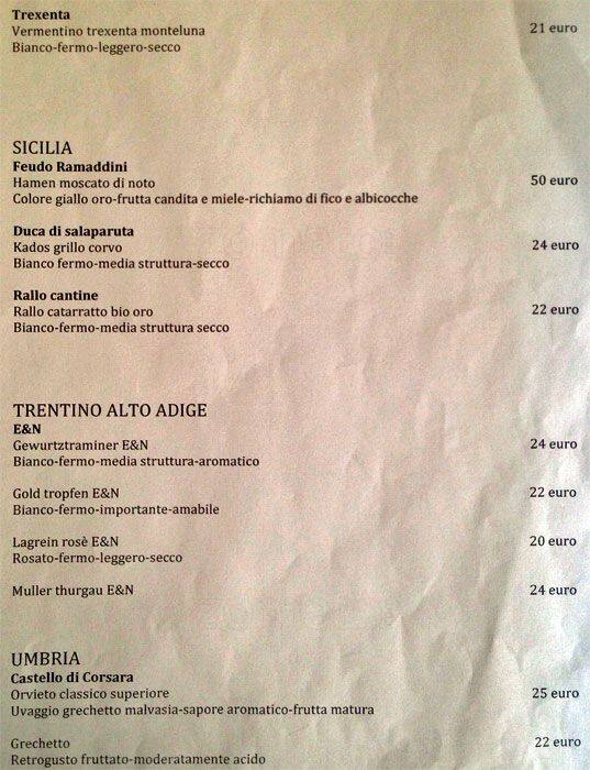 Menu di Vintage Wine srl 