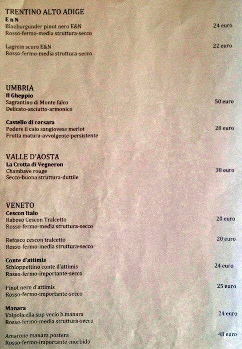 Menu di Vintage Wine srl 
