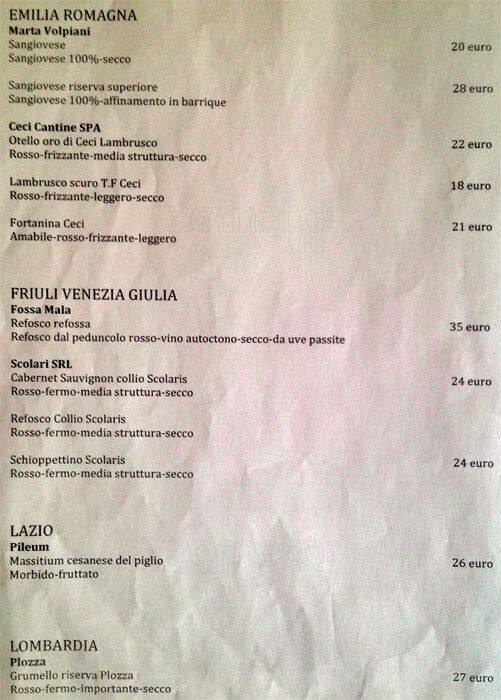 Menu di Vintage Wine srl 