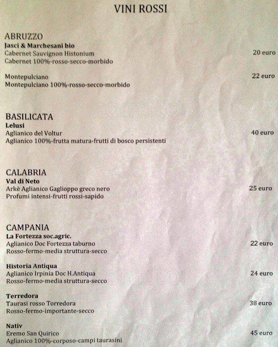 Menu di Vintage Wine srl 