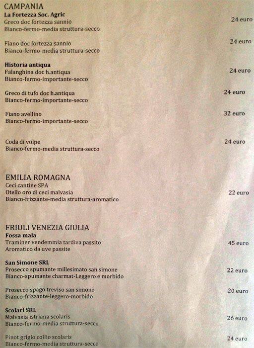 Menu di Vintage Wine srl 