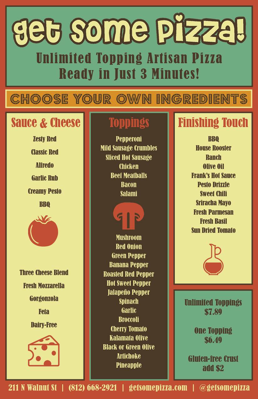 Get Some Pizza! Menu, Menu for Get Some Pizza!, Bloomington