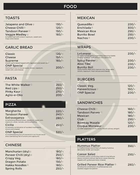 Menu of Ovens 'N' Platters by Itika Singh, Nana Mava, Rajkot