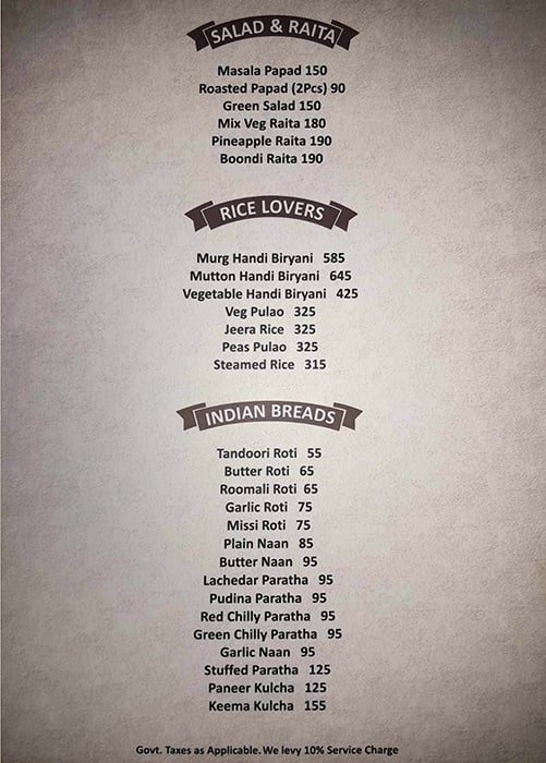 Pinch Of Spice menu