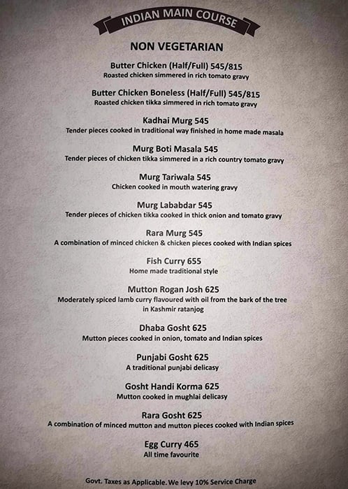 Pinch Of Spice menu