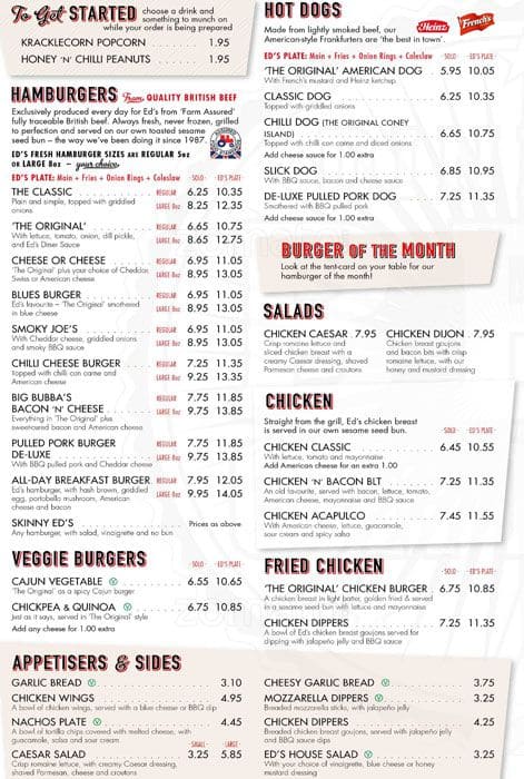 Ed's Easy Diner Menu, Menu for Ed's Easy Diner, Soho, London - Zomato UK