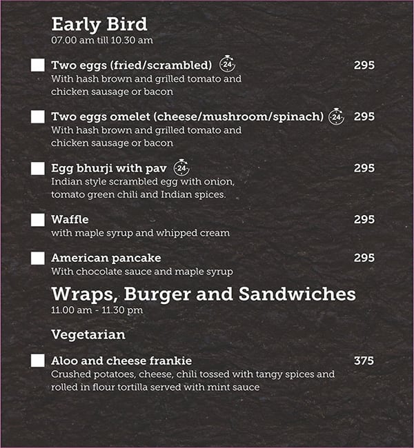Menu of Java+ - Courtyard By Marriott, Satellite, Ahmedabad