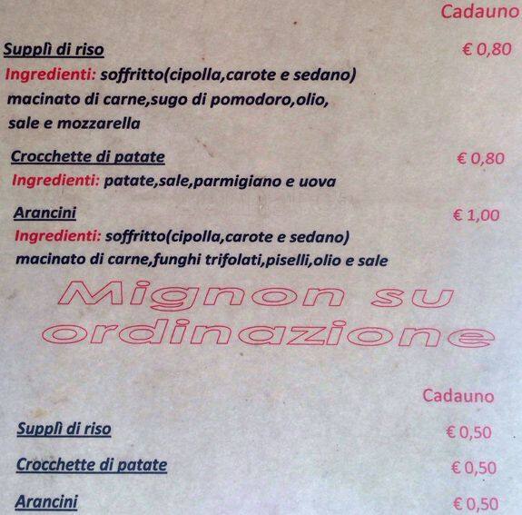 Menu di Pizzeria R. Giusi Di Vasile Rosolino 