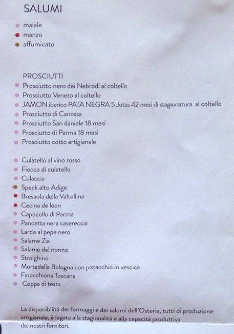 Menu di 'Gusto Osteria 
