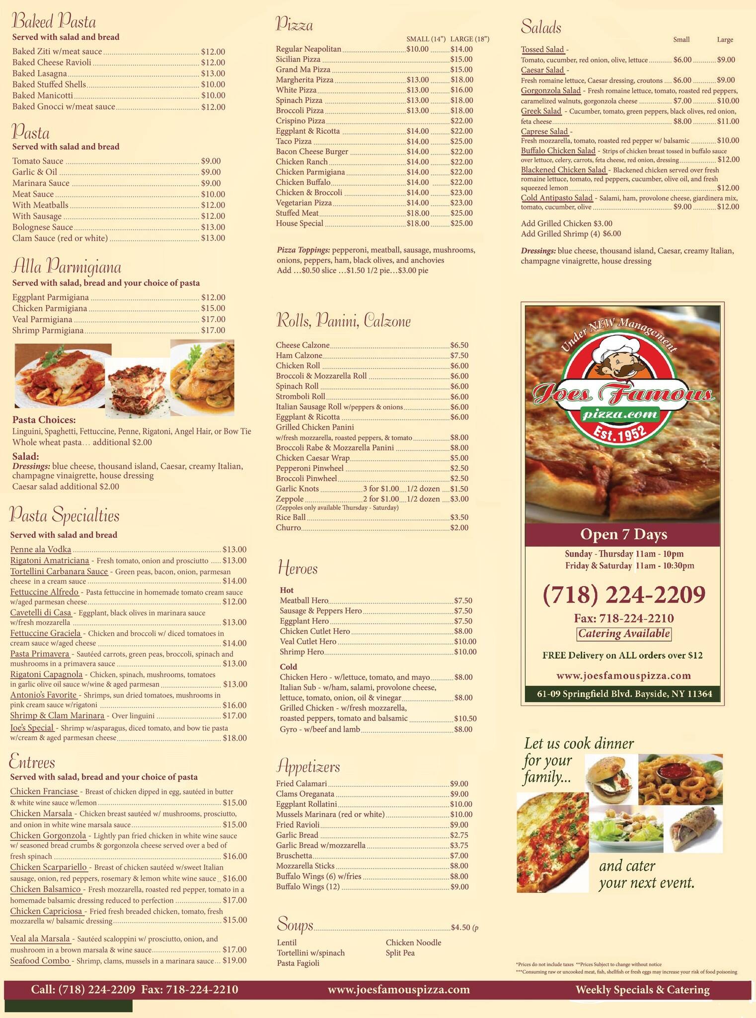 Joe's Famous Pizzeria & Restaurant Menu - Urbanspoon/Zomato