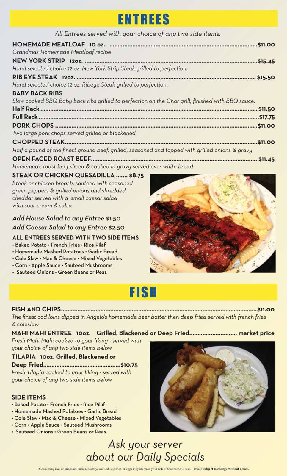 Menu at The Cage Bar and Grill, Hollywood