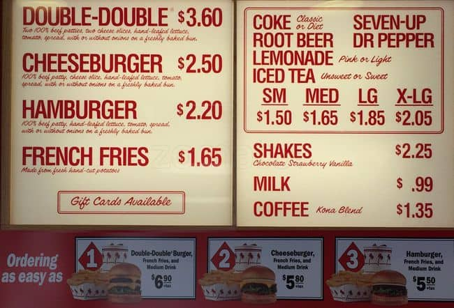 in and out menu