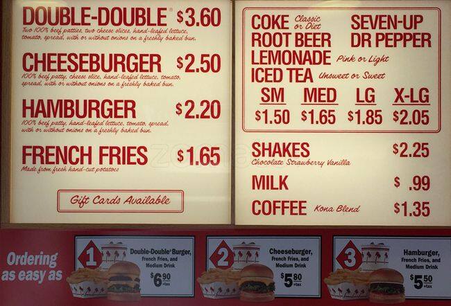 Menu At In N Out Fast Food Hurst