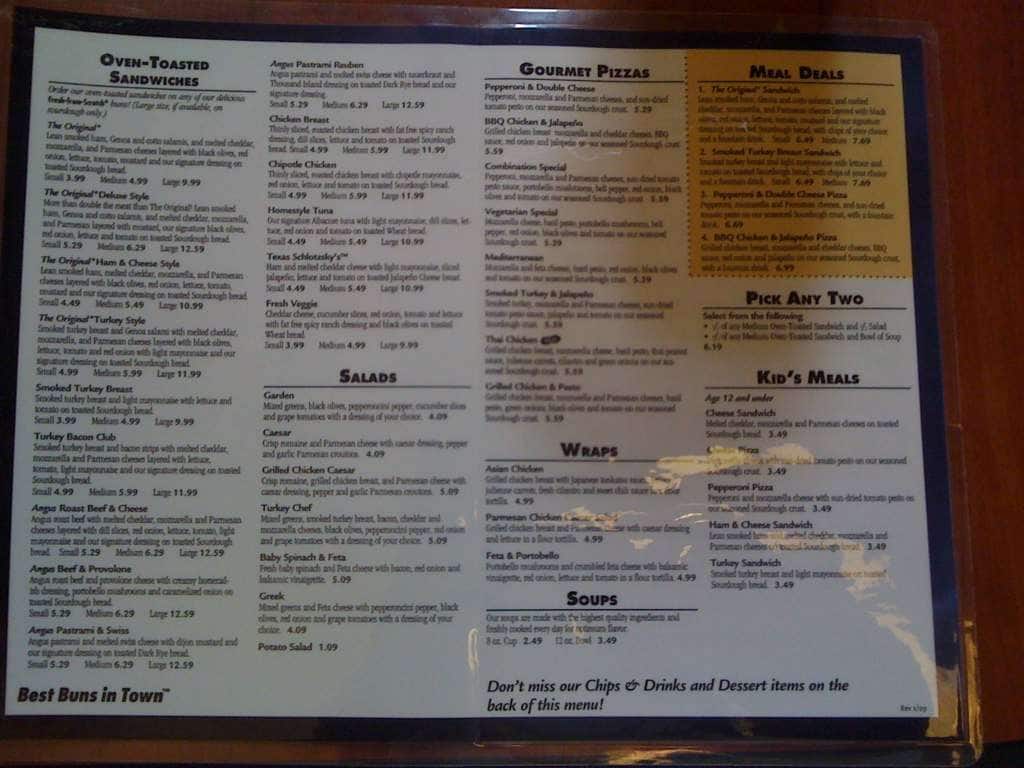 Schlotzsky's Deli Menu, Menu for Schlotzsky's Deli, Lake Havasu City