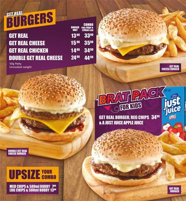 Menu at Steers, Nelspruit, Corner R40 & N4 Highway