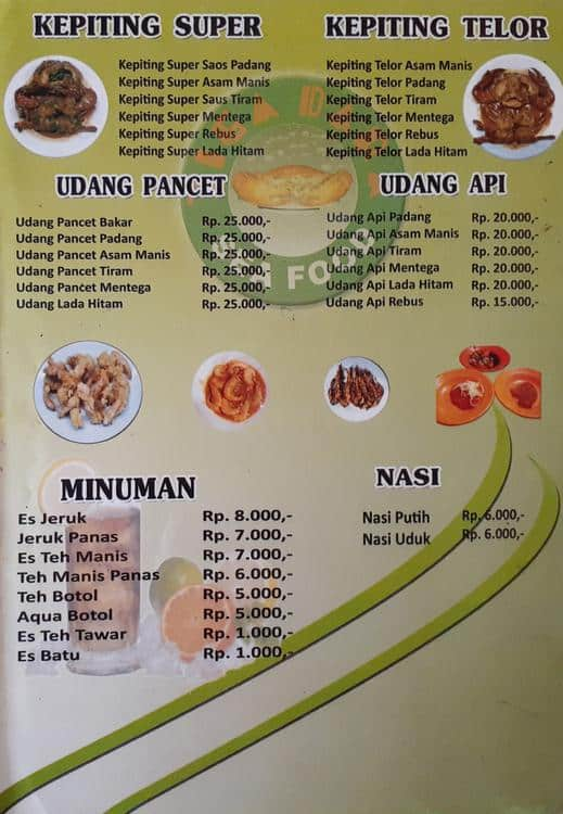 Menu at Seafood Tiga Dara - Pekayon restaurant, Bekasi Regency, Jl ...