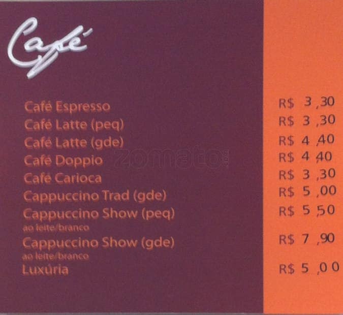 Cacau Show - Chocolates cardápio