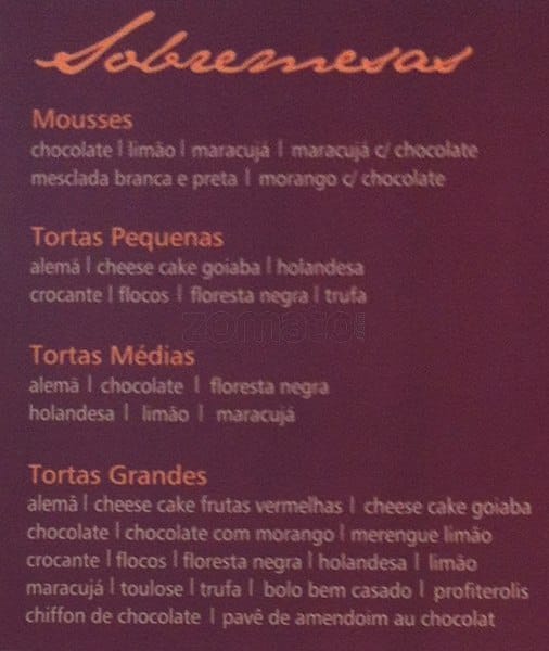 Cacau Show - Chocolates cardápio