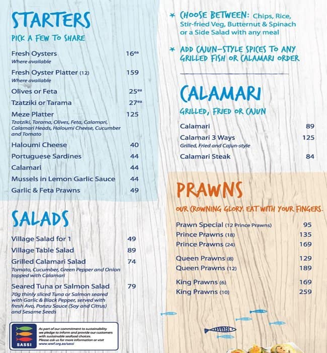 Ocean Basket Menu, Menu for Ocean Basket, Durban Central, Durban