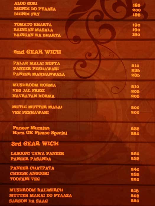 Horn Ok Please menu