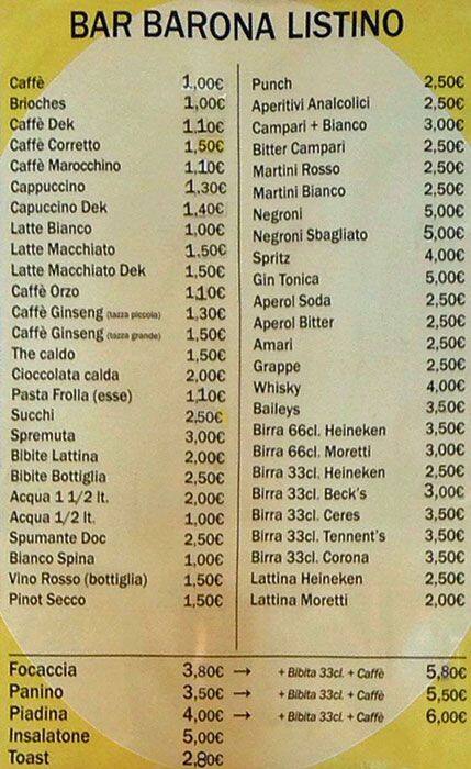 Menu di Bar Barona 