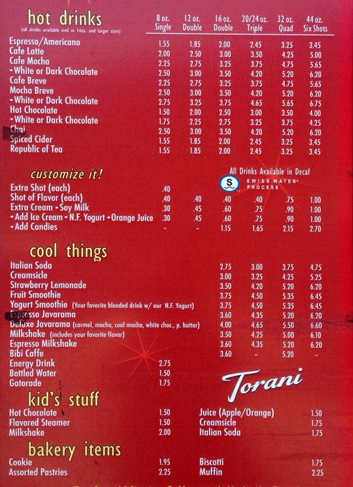 Espresso Connection Menu, Menu for Espresso Connection, Everett