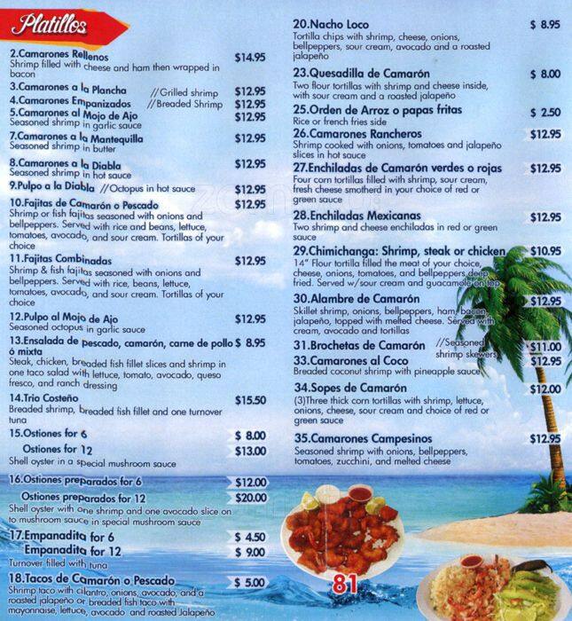 El Camaron Loco Menu Menu For El Camaron Loco Brighton Denver