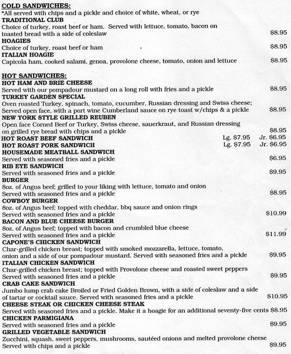 Capone's Menu, Menu for Capone's, Norristown, Montgomery County ...