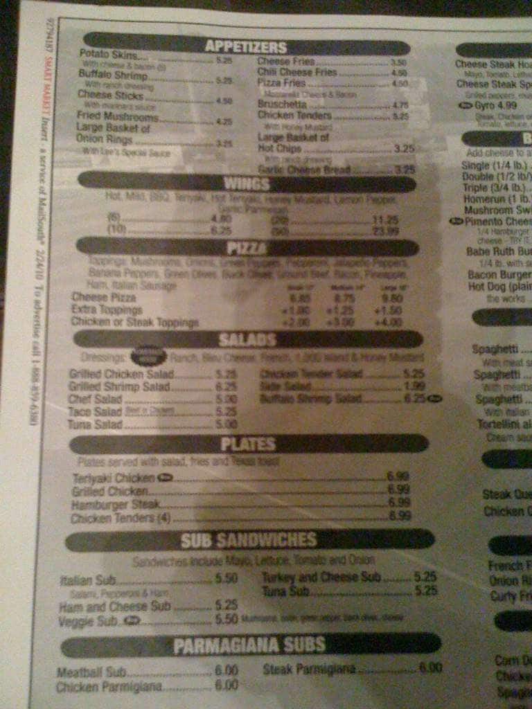 Dugout Menu, Menu for Dugout, Archdale, Piedmont Triad Urbanspoon/Zomato