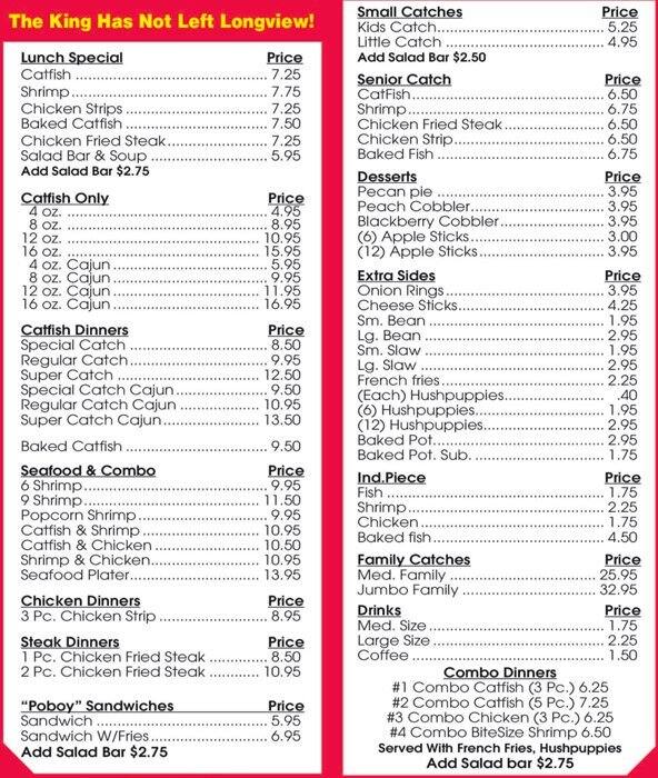 Catfish King Restaurant Menu, Menu for Catfish King Restaurant