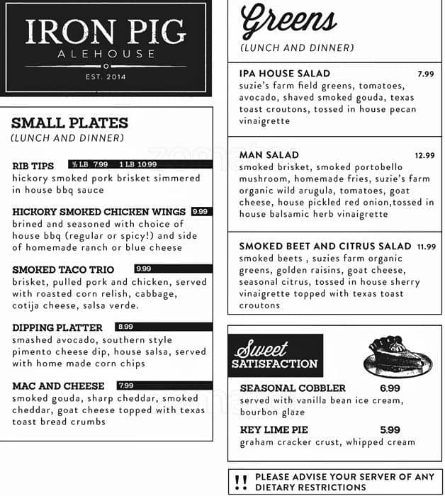 Iron Pig Alehouse Menu, Menu for Iron Pig Alehouse, Pacific Beach, San Diego Urbanspoon/Zomato