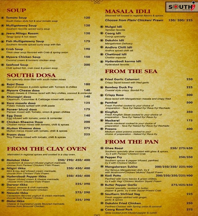 Southi Menu, Menu for Southi, Candolim, Goa Zomato