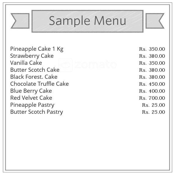 Menu of Rama Bakery, Kamla Nagar, New Delhi
