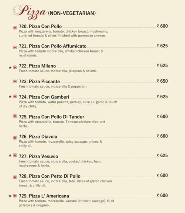 Fiorella Italian Restaurant menu