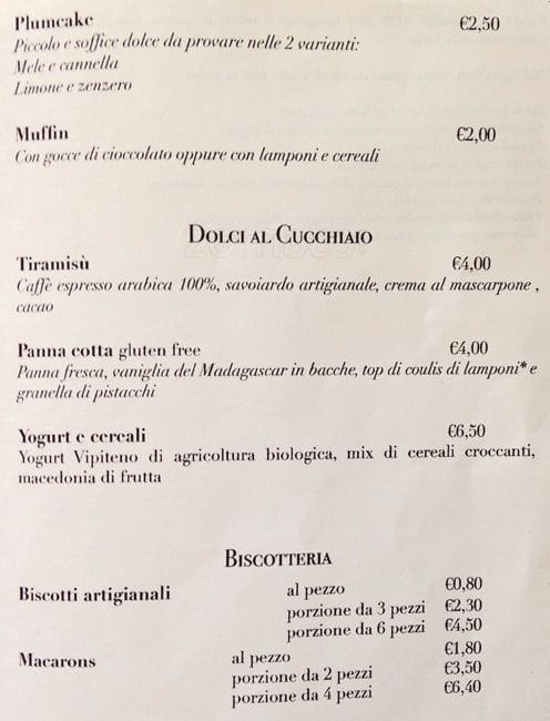 Menu di Caffè Cantù 