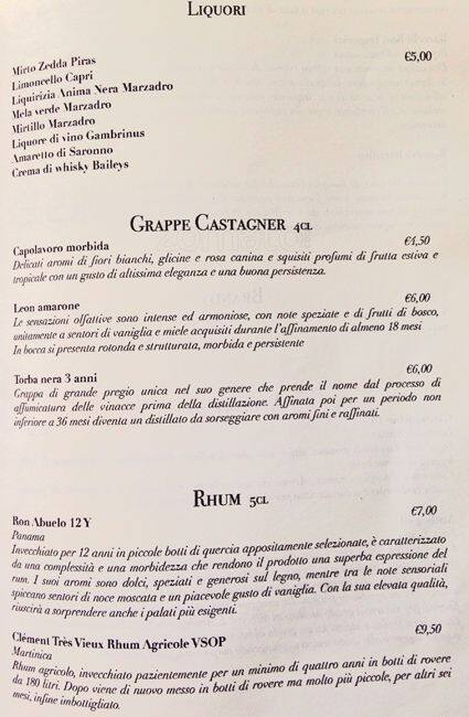 Menu di Caffè Cantù 