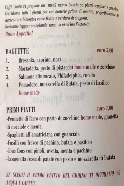 Menu di Caffè Cantù 